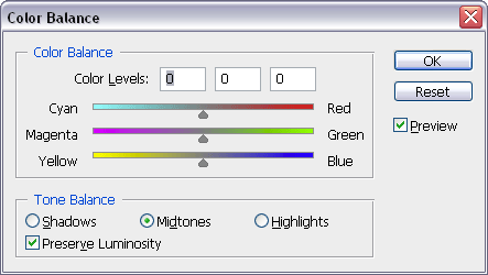 Color Balance Dialog Box