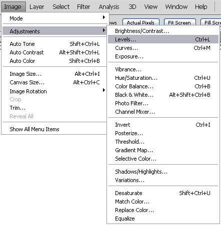 Image Menu in Photoshop Image Menu in Photoshop
