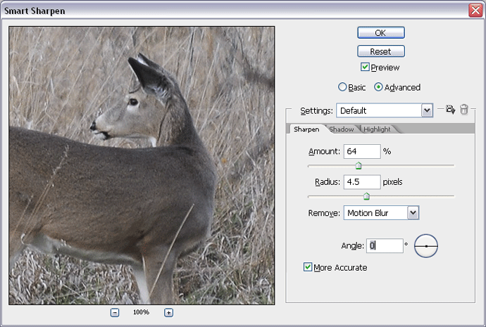 Smart Sharpen in CS4